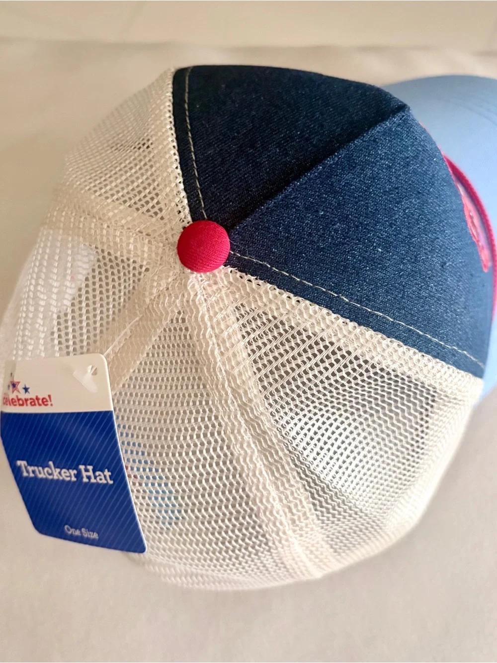 Blue & Light Blue Trucker Hat with 'Red White & Bougie' Patch
